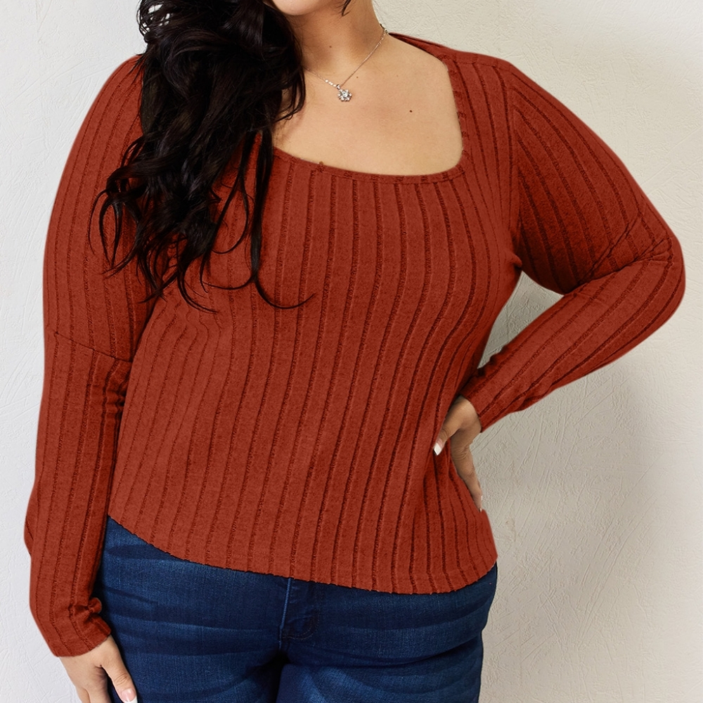 Women's Ribbed Rust Top - Picture 6 of 15